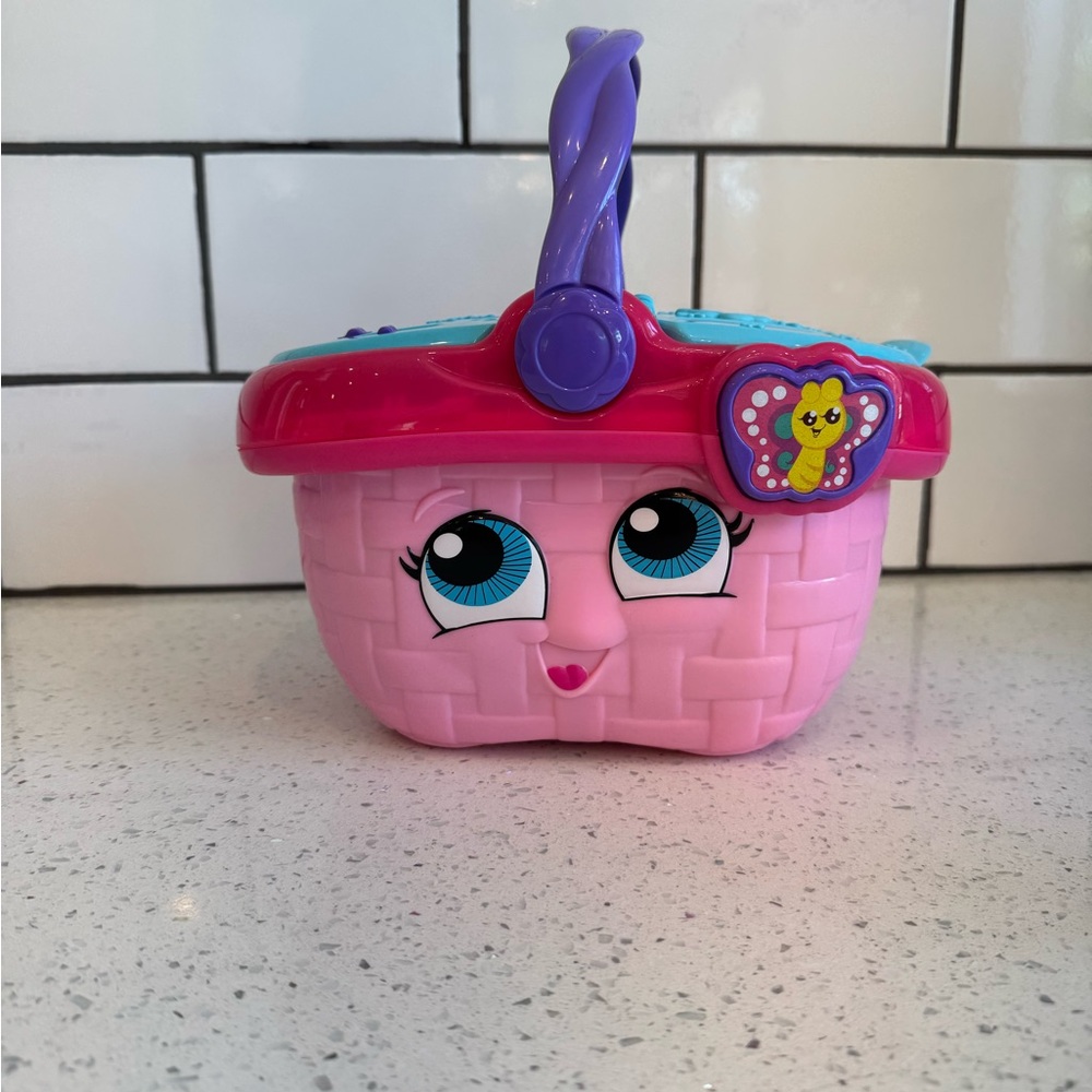NWT LeapFrog Pink Toy Picnic Basket w/ Purple Handle 🧺💜 Interactive Learning Toy